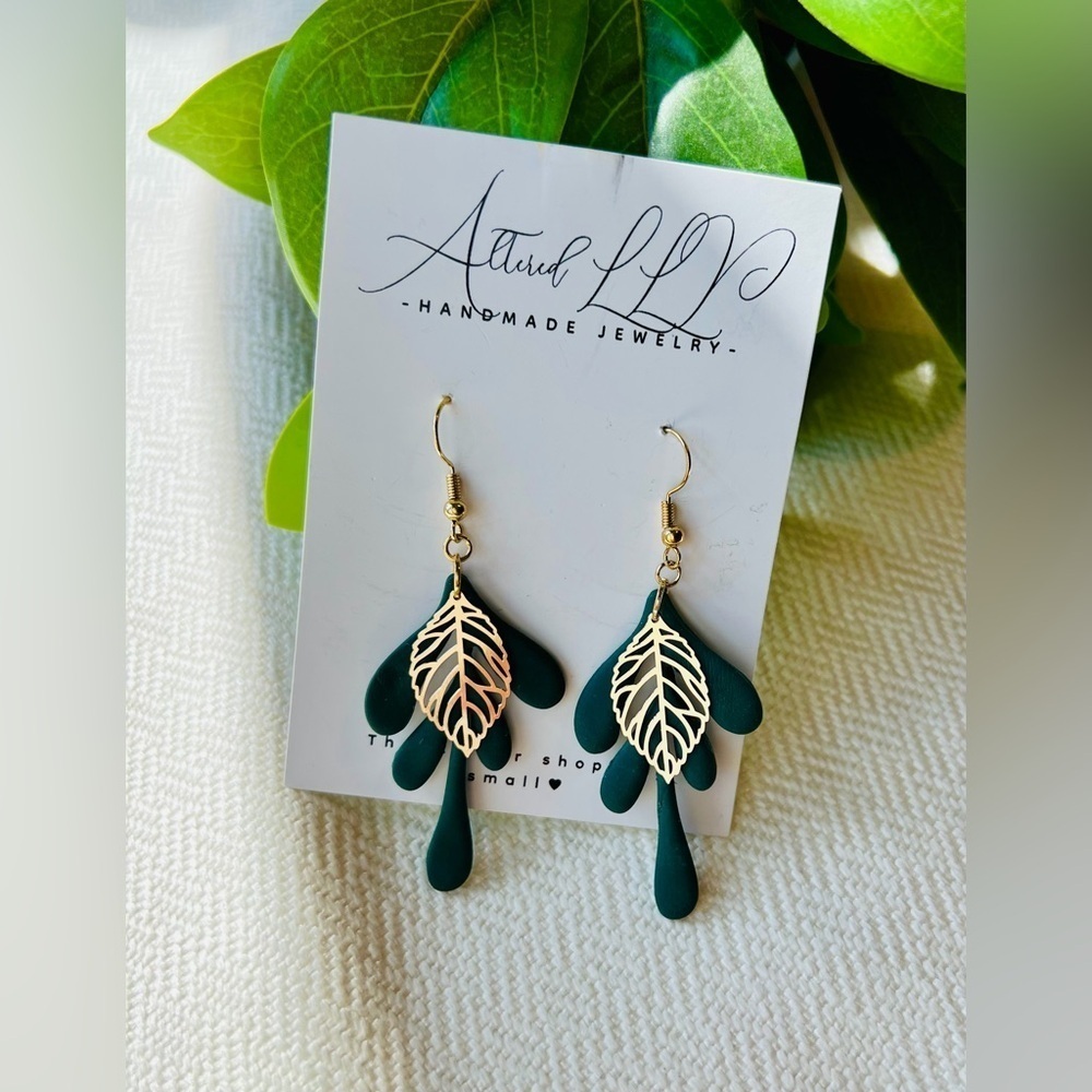 2/$30 Handmade Leaf Droplet Earrings